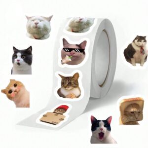500 hojas/rollo de pegatinas con rollos de expresiones de gato, pueden ser utilizadas para decorar bolsos de mano, pegatinas de sellado de sobres